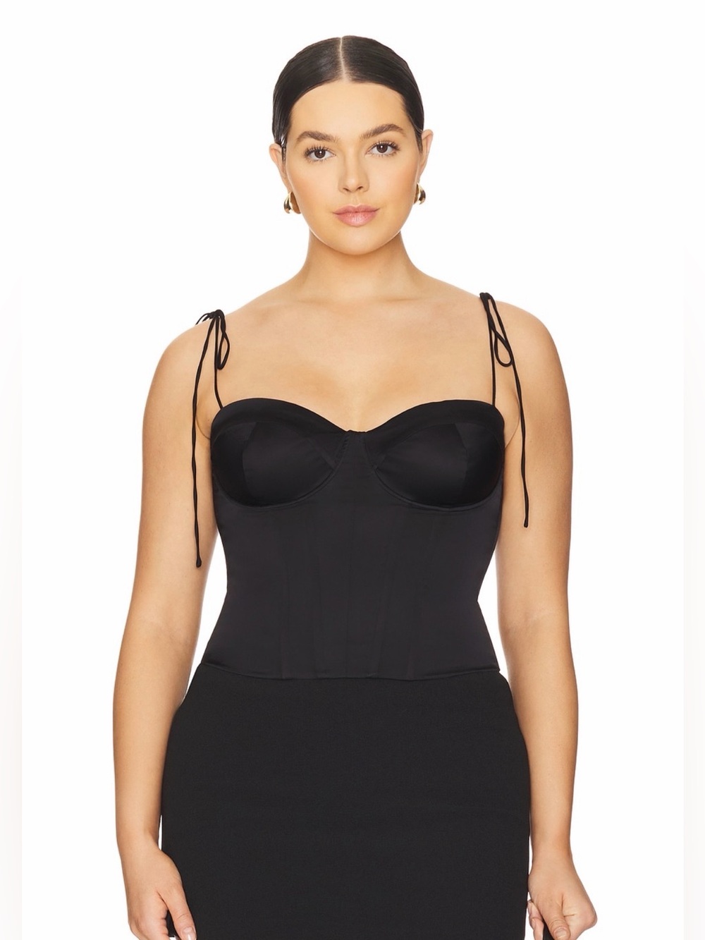 Good American satin black bustier corset top size XL NEW